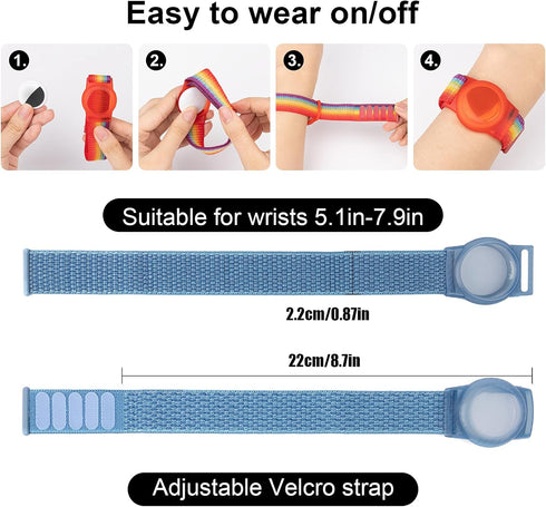 Kids Wristband Compatible with Apple AirTag, Protective Case for Air Tag GPS Tracker Holder with Nylon Bracelet, Adjustable Anti Lost Watch Band f...