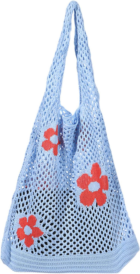 Ovida Crochet Tote Bag Mesh Beach Bag Fairycore Hobo Bag Fairy Grunge Aesthetic Shoulder Bag Y2k Purse for Women Girls...