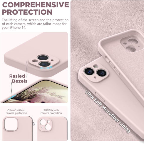 SURPHY Compatible with iPhone 14 Case with Screen Protector (Camera Protection + Soft Microfiber Lining) Liquid Silicone Phone Case 6.1 inch 2022,...