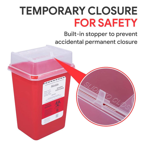 Sharps Container for Home Use and Professional 1 Quart (3-Pack) by Alcedo | Biohazard Needle and Syringe Disposal | Small Portable Container for T...