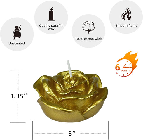 Zest Candle 12-Piece Folding Candles, 3-Inch, Metallic Gold Rose...