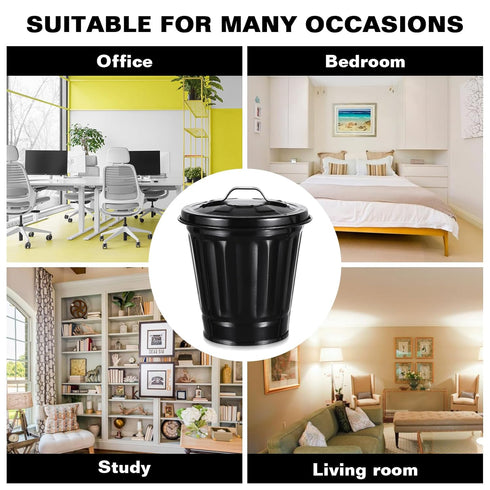 Mini Trash Can, Trash Can Desk Trash Can with Lid Office Garbage Can Countertop Tiny Waste Black Bathroom Garbage Can Basket Outdoor Trash Can for...