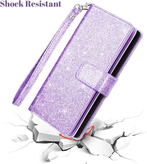 Fingic for Samsung Note 10 Case,Galaxy Note 10 Wallet Case Glitter Sparkle Cover 9 Card Holder PU Leather Flip Case with Kickstand Wrist Strap Wal...