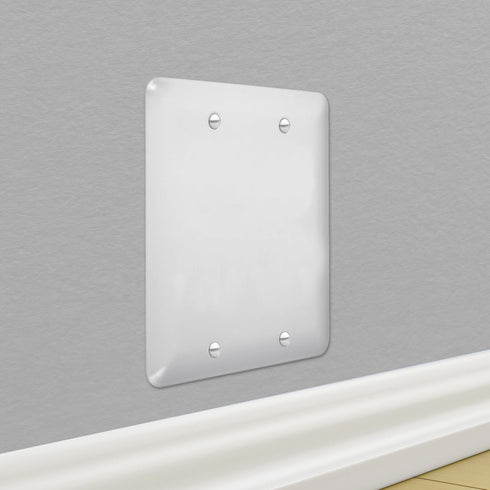 TayMac WRW-BB Metal Maxi Blank Electrical Outlet Cover Wall Plate with Screws for 2 Devices, 2-Gang, White Smooth...