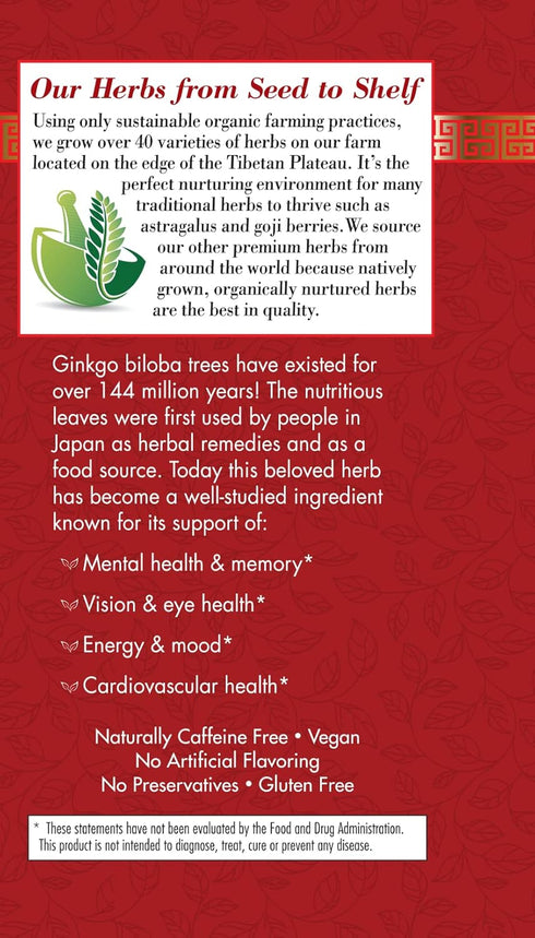 Bravo Tea Absolute Ginkgo Biloba Herbal Tea Caffeine Free, 20 Tea Bags...