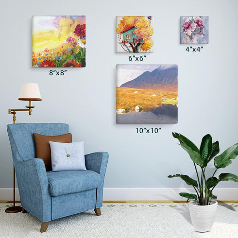 4 Packs Square Canvases for Painting with 4"x 4", 6"x 6", 8"x 8", 10"x 10", Painting Canvas for Oil & Acrylic Paint...