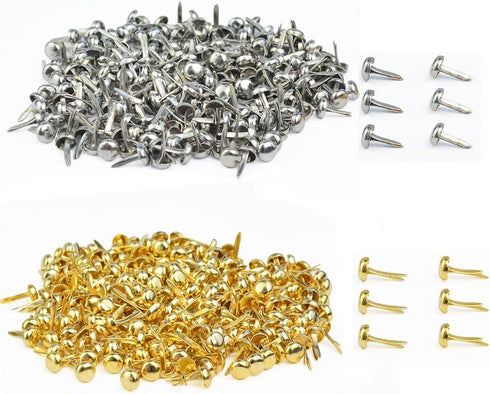 500 PCS Paper Fasteners, baotongle Brass Plated Scrapbooking Brads Round Metal Brads with Storage Bag for Crafts Making DIY, Gold and Silver...