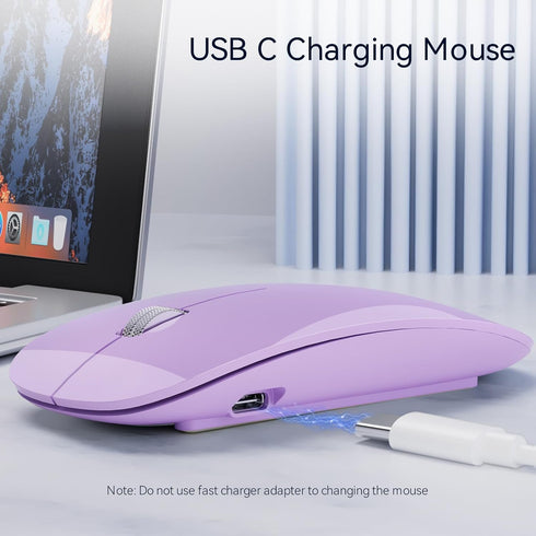 Uiosmuph G11 Wireless Mouse, USB C Rechargeable Computer Mouse, Slim Silent Mice 2.4GHz Optical with USB Nano Receiver and Type C Receiver for Lap...