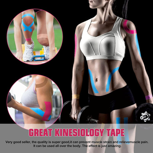Kinesiology Tape Precut(1 Pack) Elastic Therapeutic Sports Tape Water Resistant Athletic Tape for Knees, Ankles, Shoulder, Elbow, Pain Relief and ...