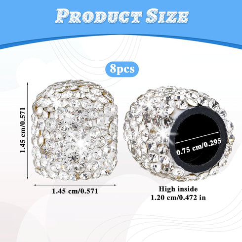 Bling Tire Valve Caps, 8 Pcs Bike Valve Caps, Valve Stem Caps, Car Tire Caps, Valve Caps for Car Tires, Air Caps for Tires, General Cars, Bicycles...