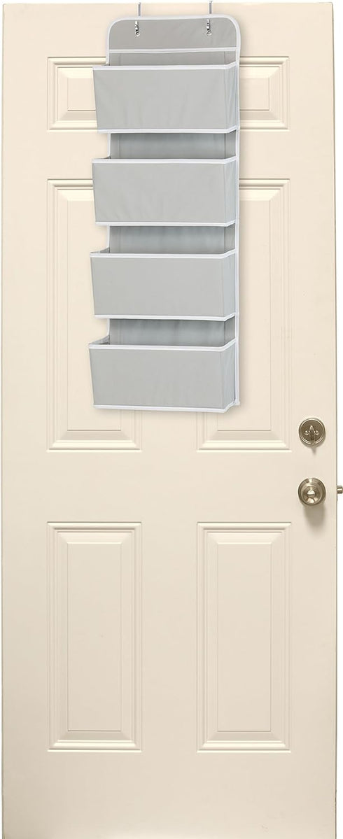 Simple Houseware 4 Pocket Over the Door Wall Mount Hanging Organizer, Grey...