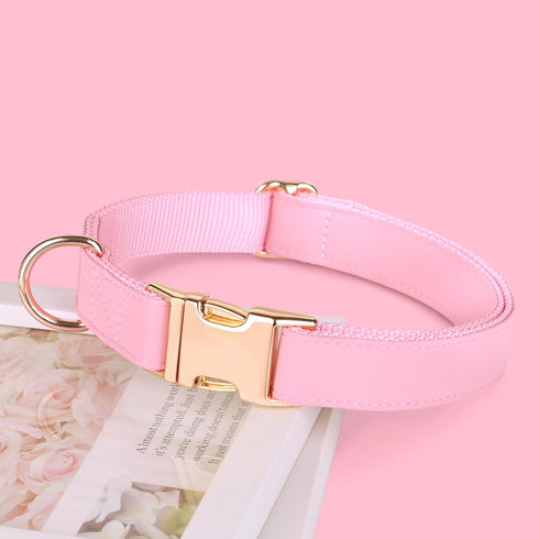PET ARTIST Soft & Comfy Girl Dog Collars, Bright & Classic Pink Dog Collar Leather for Medium Dogs, Durable & Heavy Duty Nylon Dog Collar with Qui...