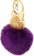 Honbay Faux Rabbit Fur Fluffy Keychain Fashion Fox Head Alloy Keychain Sparkly Rhinestone Handbag Backpack Car Keychain...
