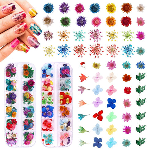 216PCS Dried Flowers Nail Art - Nail Art Accessories Kits, 57 Color Lovely Natural Flower Nail Art, Dried Flowers for Resin Molds, Dry Flowers for...