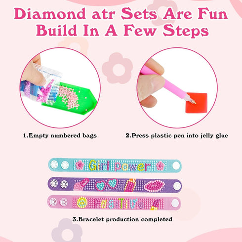 JOFONY 3 PCS Diamond Art Bracelet Kit,Diamond Painting Jewelry Art Bracelet Making Kit for Girls Kids Gem DIY EVA Bracelet Making Your Own Kit Gif...