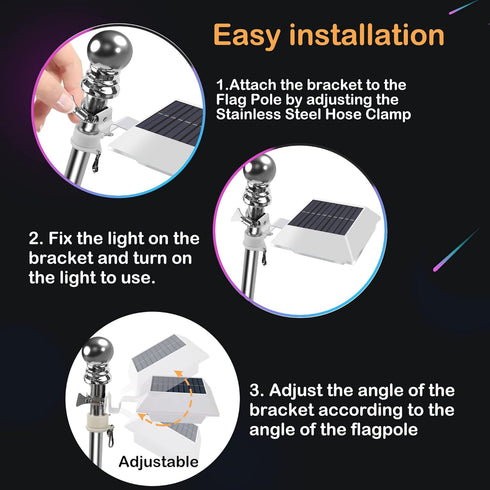 Solar Flag Pole Light, Bright White 6000k Flagpole Light Upgrade Solar Powered for 5ft 6ft Flag Pole,Waterproof Outdoor Dusk to Dawn Led Solar Lig...
