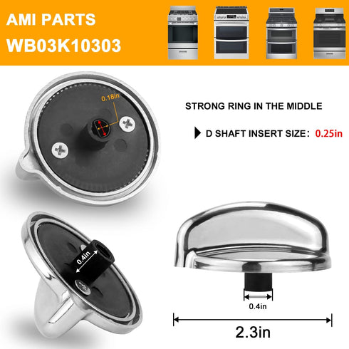 AMI PARTS Fit for G-E Profile Stove Knobs WB03K10303 Gas Stove Knobs Replacements - (Not Universal) Surface Burner Control Knob Replace WB03K10208...