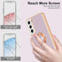 Compatible with Samsung Galaxy S21 Case, Finger Ring Holder Case Rose Gold Plating Design for Women Girls Rotating Holder Kickstand Magnetic Shock...
