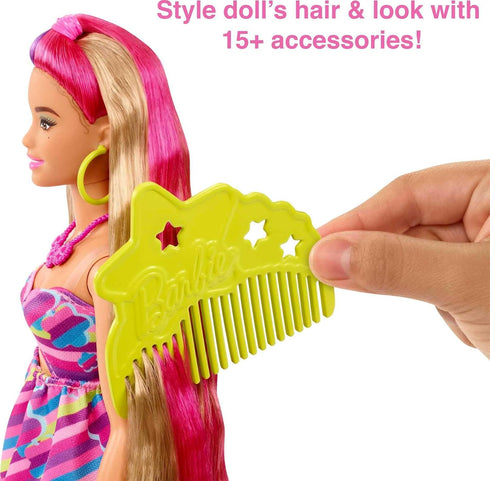 Barbie Totally Hair Doll, Flower-Themed with 8.5-inch Fantasy Hair & 15 Styling Accessories (8 with Color-Change Feature)...