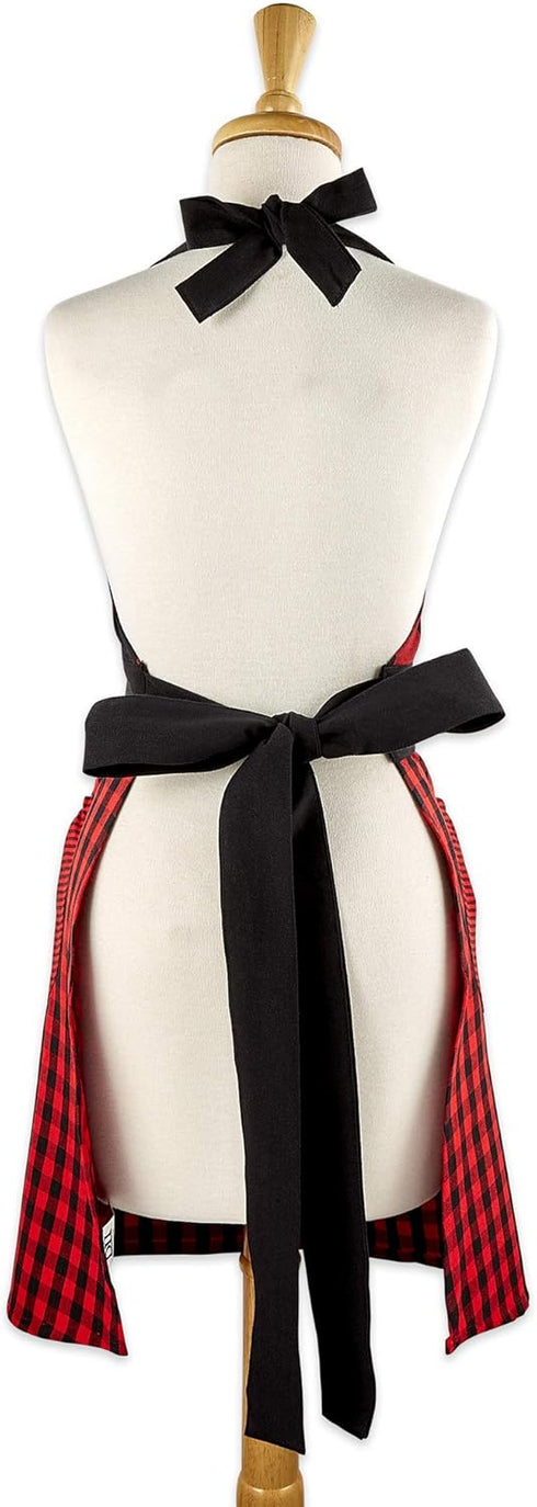DII Kitchen Collection, Gingham Check, Red/Black, Apron...