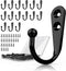 15 Pcs Black Wall Mounted Coat Hooks, Hanger Hook with 30 Pieces Screws for Towel, Key, Robe, Scarf, Bag, Cap, Coffee Cup, Mugs...