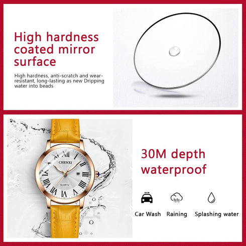 Tiong Fashion Casual Ladies Watch, Leather Strap Quartz Waterproof Watch for Women...