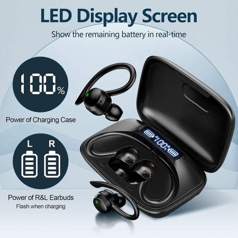 Wireless Earbuds Bluetooth Headphones 80hr Playtime in-Ear Earphones Stereo Sound Ear Buds LED Display Built-in Microphone with Charging Case Head...