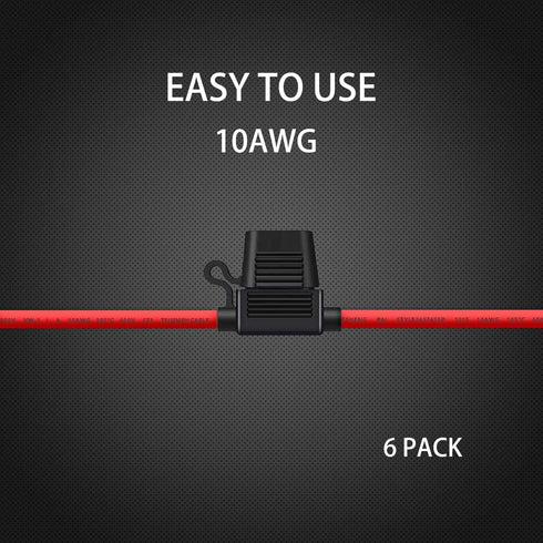 10 AWG Inline Fuse Holder - 12 Volts Fuse Holder for 40A Blade Fuse (6 Pack)...
