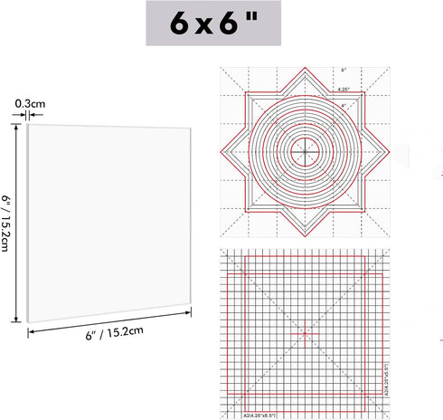 10Pcs/Set 6x6inch Multi-Use Non-Slip Sticky Mats Fit in Stamp Positioning Tool Set,Photopolymer Grip Mat with Printed Guides in Placeholding Stenc...