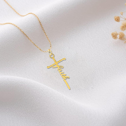 Faith Cross Necklace Gift for her, religious gift for womens,for birthday or Any Special Occasion from, Faith Cross Necklace with Message Card...
