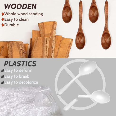 4 Pcs Small Wooden Spoons, 5.9 Inch Honey Spoon for Tea, Wooden Spoons For Eating, Mini Wood Serving Spoons for Coffee Tea Jar Condiment...