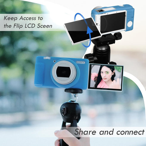 Rieibi ZV-1F Case, Soft Silicone Protective Case for Sony ZV1F/ZV-1M2/ZV-1 Mark II Vlog Camera, Lightweight ZV1F Case - Blue...