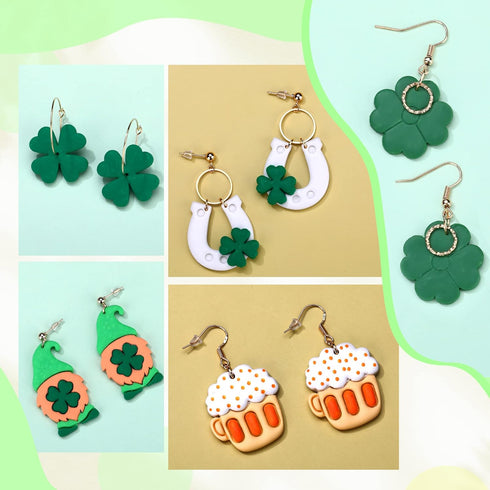 Puocaon St Patrick's Hat Clay Cutters - Polymer Clay Cutters for Earrings Making, Lucky Horseshoe St Patrick's Clay Cutters for Polymer Clay Jewel...