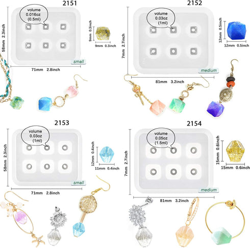 Beads Resin Molds with Hole for Gemstone Cabochon Jewelry Casting 14-Count...