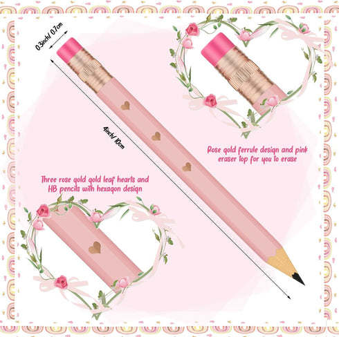 24 Pieces Pink Baby Shower Pencils Bridal Shower Golf Pencils with Erasers Mini Half Pencils Pre Sharpened 4 Inch Wedding Pencils 2 HB Hexagon Pen...