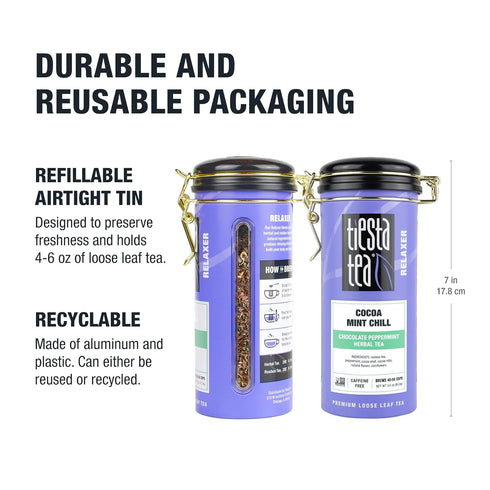 Tiesta Tea - Cocoa Mint Chill Loose Leaf Tea, Chocolate Peppermint Herbal Rooibos Blend, Non-Caffeinated, Brew Hot or Iced, Refillable Tin, Makes ...