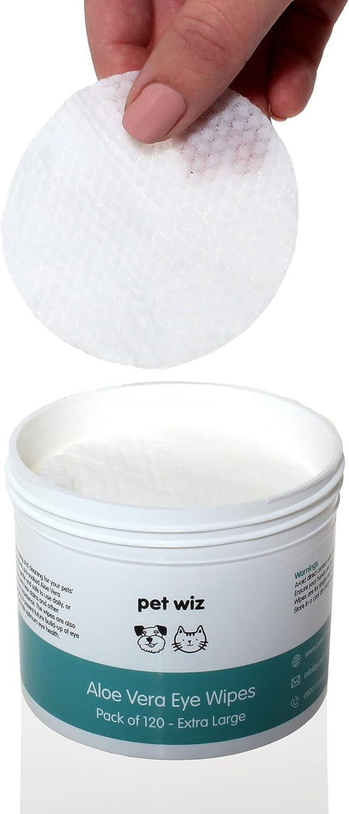pet wiz Aloe Vera Eye Wipes for Cleaning Dogs & Cats - Extra Large...