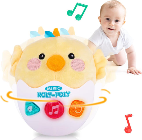 ArtCreativity Light Up Tummy Time Wobble Toy - Cute Baby Wobble Toy with Lights, Sounds, Music, Nursery Rhymes, and Wobbling Motion - Roly Poly Mu...