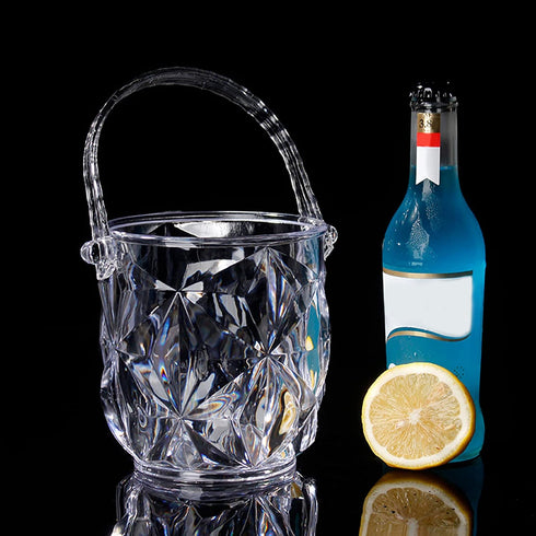 Zerodis Plastic Ice Bucket, Household 1.8L Transparent Acrylic Ice Bucket with Carry Handle Champagne Wine Beer Drinks Cooler for Families Parties...