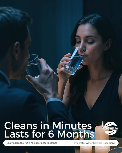 EcoBlueLife Refrigerator Water Filter Replacement using Renewable Activated Carbon. Easy Install Fridge Filter Replacement. Filters up to 300 Gall...