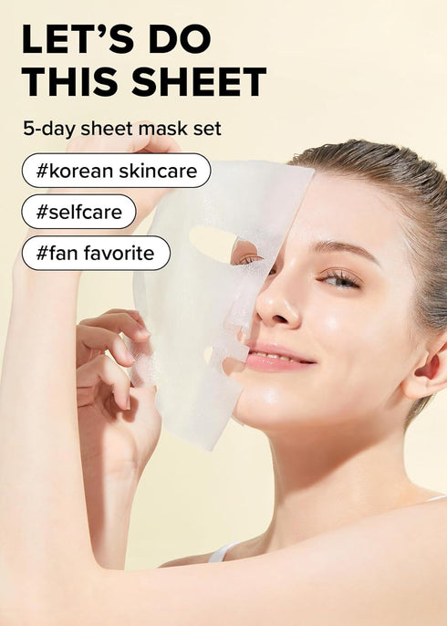 I DEW CARE Sheet Mask Pack - Let's Do This Sheet | 5-Day Skin Makeover with Vitamin B3, Olive Extract, Chamomile, (5 ea)...