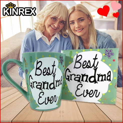 KINREX Best Grandma Ever Mug – Valentines Day Mothers Day Gifts Coffee Cup for Women, Mother, Grandmother, Parent, Gift for Christmas, Birthday, T...