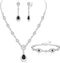 FIBO STEEL Clip on Rhinestone Jewelry Set for Women Party Prom Bridal Bridesmaid Jewelry for Wedding Teardrop Pendant Earrings Necklace Bracelets ...