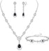 FIBO STEEL Clip on Rhinestone Jewelry Set for Women Party Prom Bridal Bridesmaid Jewelry for Wedding Teardrop Pendant Earrings Necklace Bracelets ...