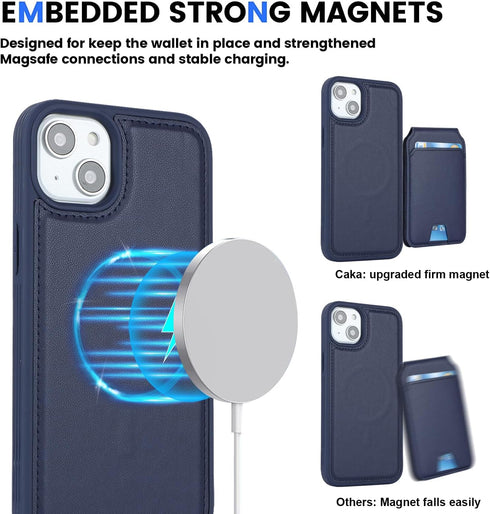?????? for iPhone 14 Case with Card Holder iPhone 13 Case Magsafe Compatible magsafe Wallet Detachable Magnetic Leather Cover for Women and Men-Bl...
