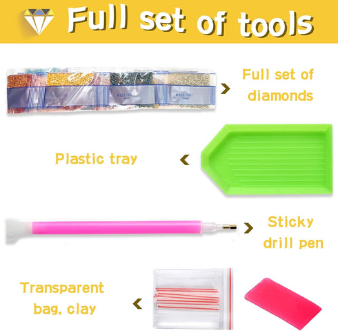 SKRYUIE 5D Sunset Lake Cabin Boat Diamond Art Painting Kit - DIY Diamond Art Landscape, Full Round Drill - Crystal Embroidery Cross Stitch - Adult...