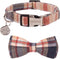 ADOGGYGO Soft Bowtie Dog Collar, Red Blue Plaid Dog Collar with Detachable Bow tie Adjustable Pet Plaid Collars for Small Medium Large Dogs Pets (...