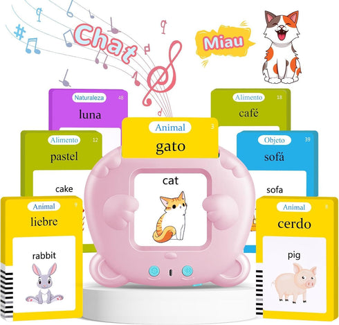 Spanish & English Talking Flash Cards for Toddler 2-6 Year Olds, Learning Montessori Toys with 224 Sight Words, Speech Therapy Toys, Children's Se...