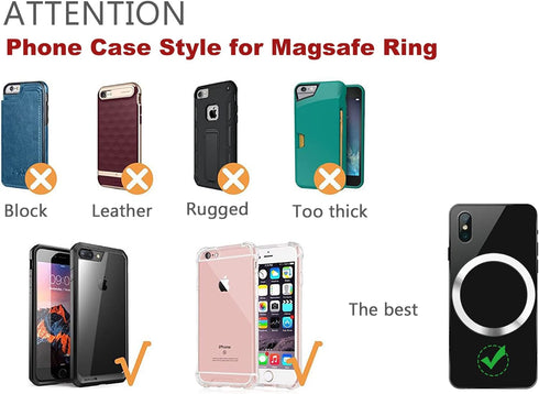 WYNK Universal Metal Rings Compatible for Apple Magsafe Charger/Wallet/Battery Pack, Compatible with iPhone 15/14/13/12 Series(Mini/Plus/Pro/Pro M...