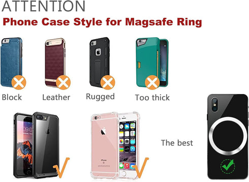 WYNK Universal Metal Rings Compatible for Apple Magsafe Charger/Wallet/Battery Pack, Compatible with iPhone 16/15/14/13/12 Series(Mini/Plus/Pro/Pr...